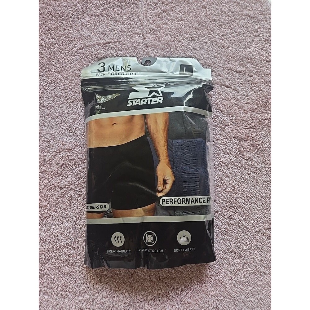 Starter Black Label Athletic Fit Performance Boxer Briefs Sz L Dri-Star New